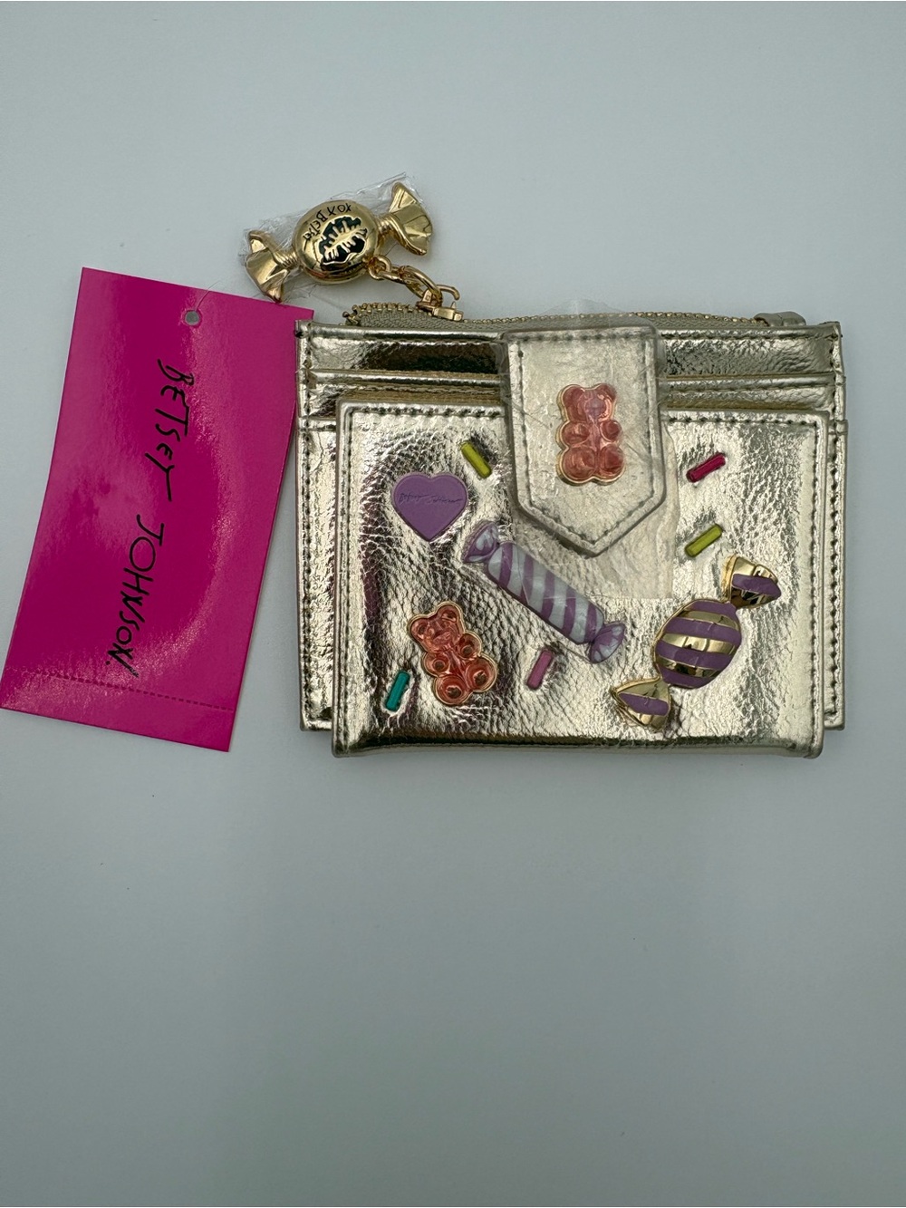 🍬 Betsey Johnson Candy Bifold Wallet — Metallic Silver Candy Kitsch